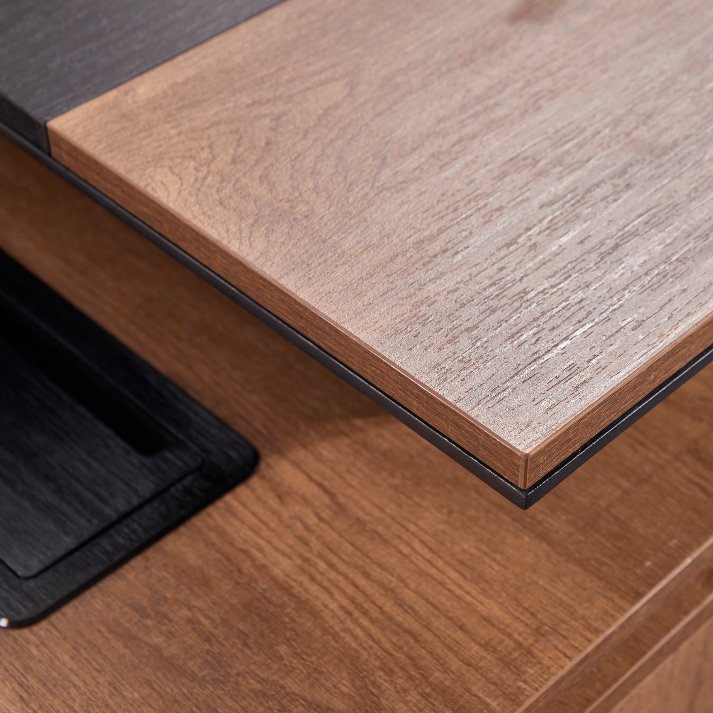 Criterion Mentor Executive Desk 1600mm Dark Oak Black  Right Hand Return