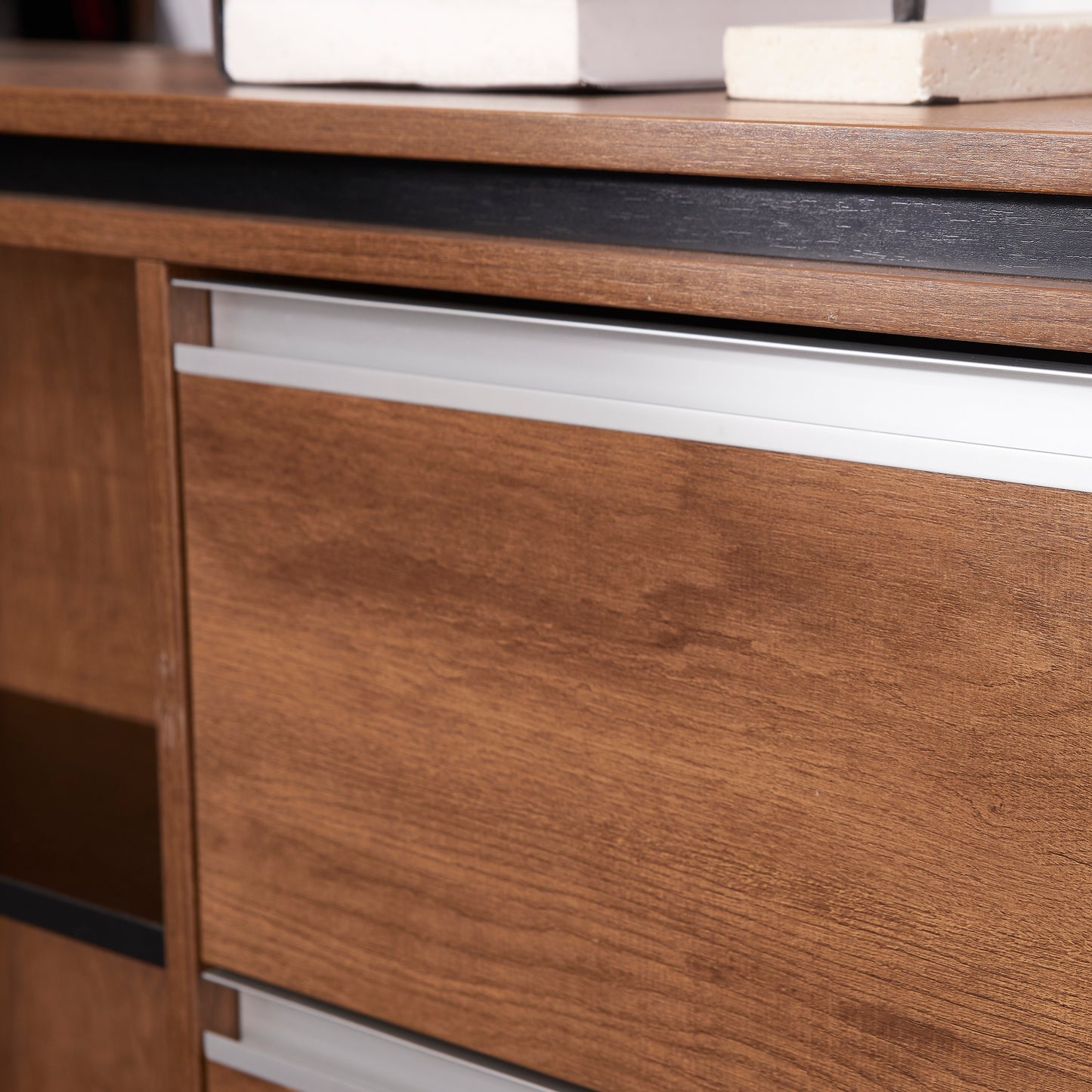 Criterion Mentor Executive Desk 1600mm Dark Oak Black  Right Hand Return