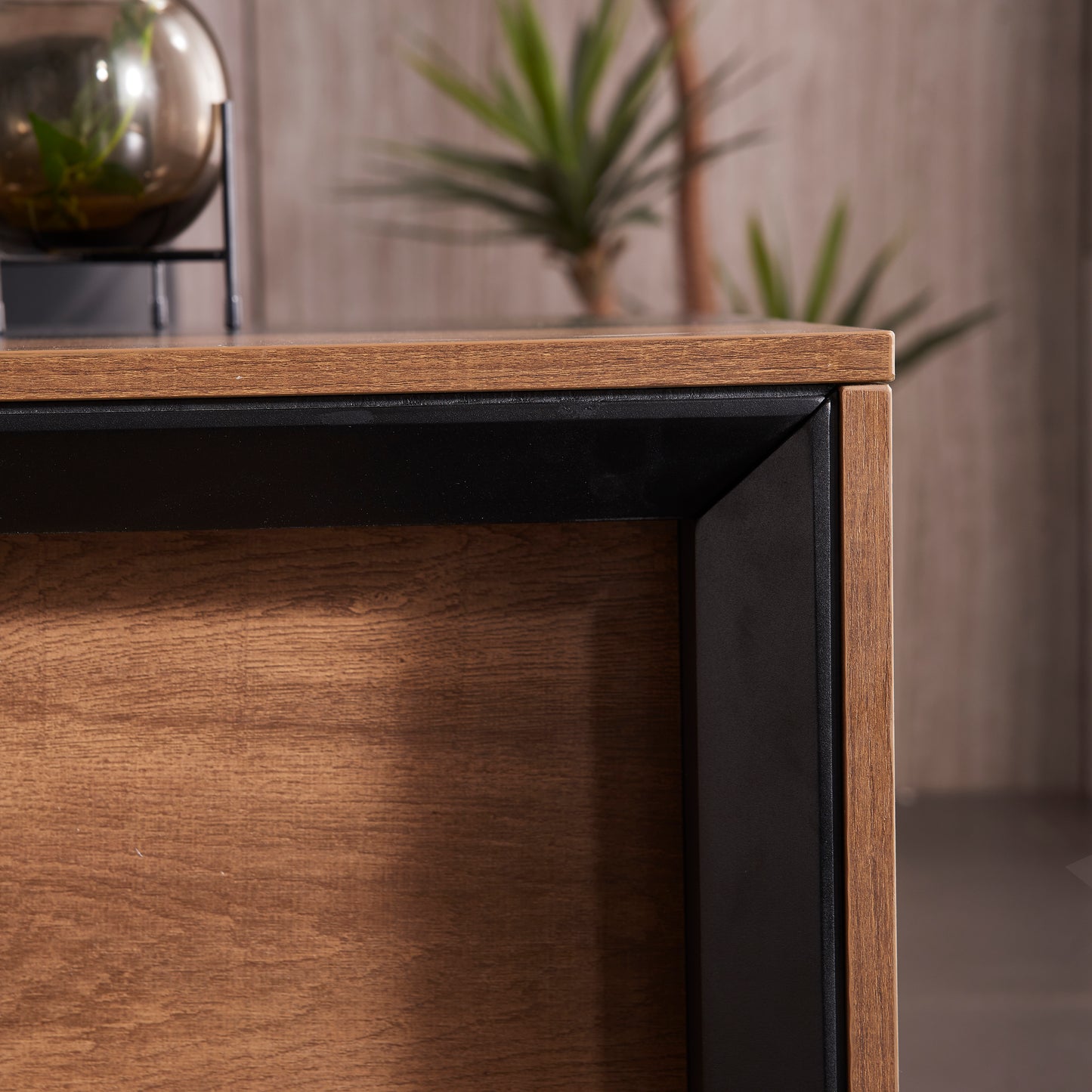 Criterion Mentor Executive Desk 1600mm Dark Oak Black  Right Hand Return