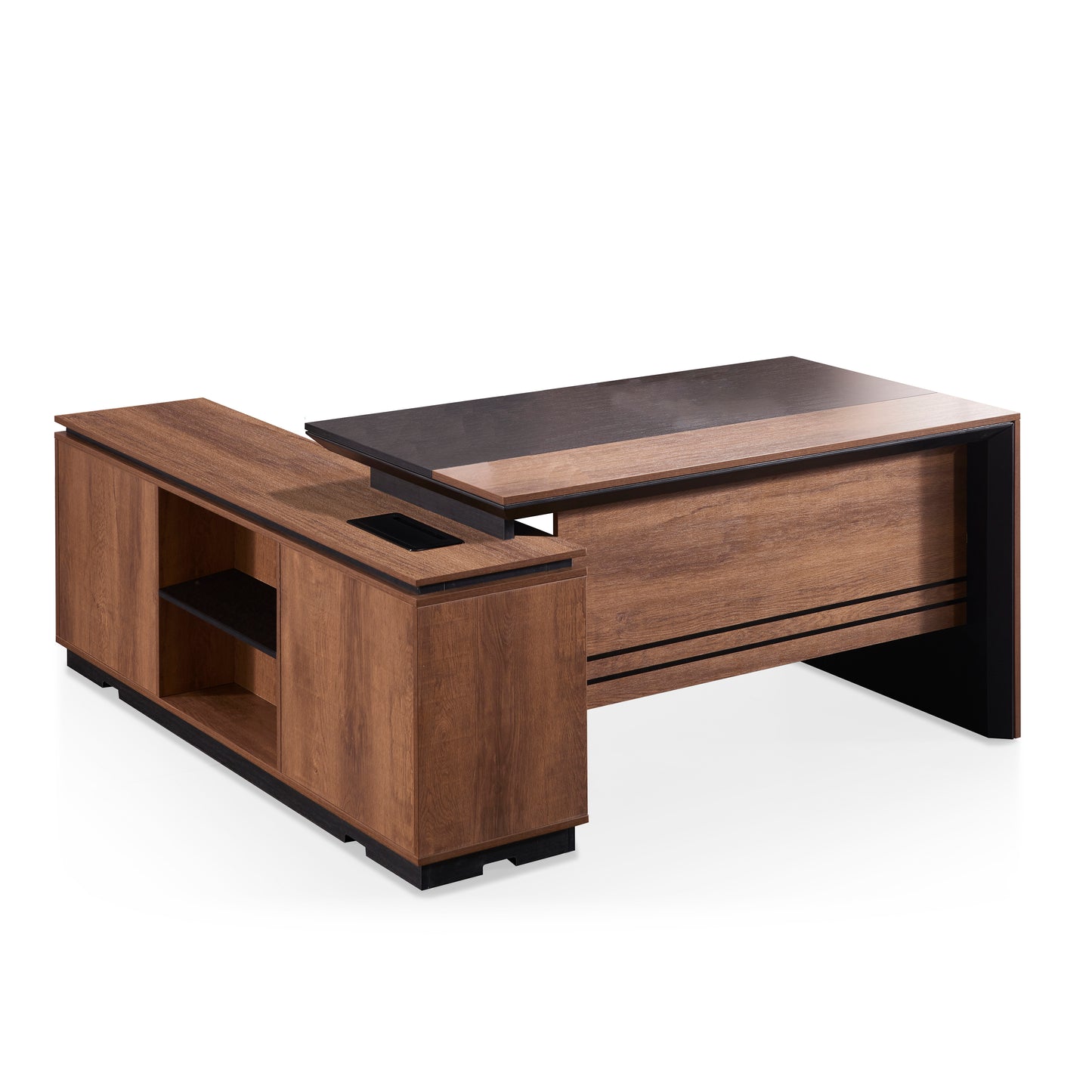 Criterion Mentor Executive Desk 1600mm Dark Oak Black  Right Hand Return