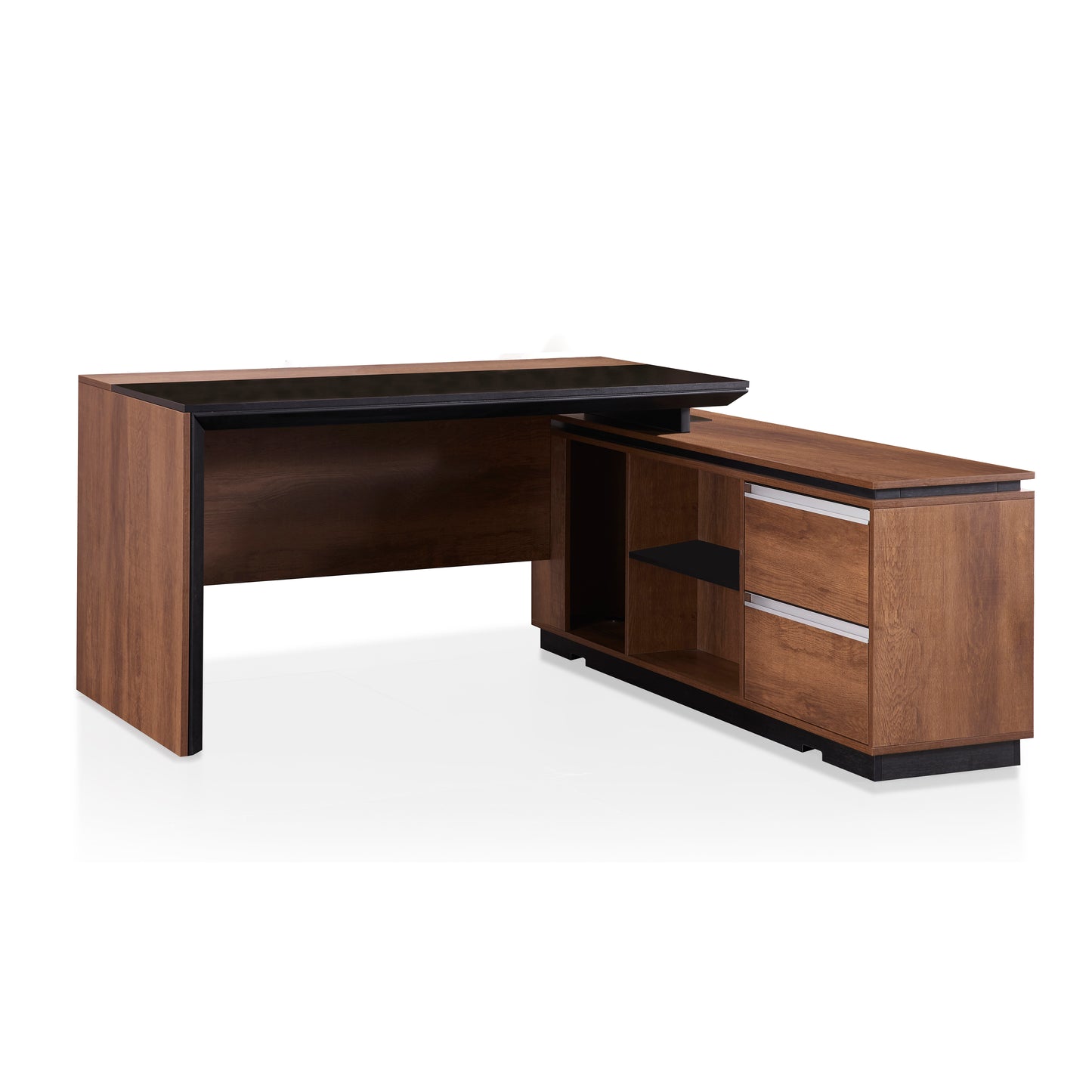 Criterion Mentor Executive Desk 1600mm Dark Oak Black  Right Hand Return