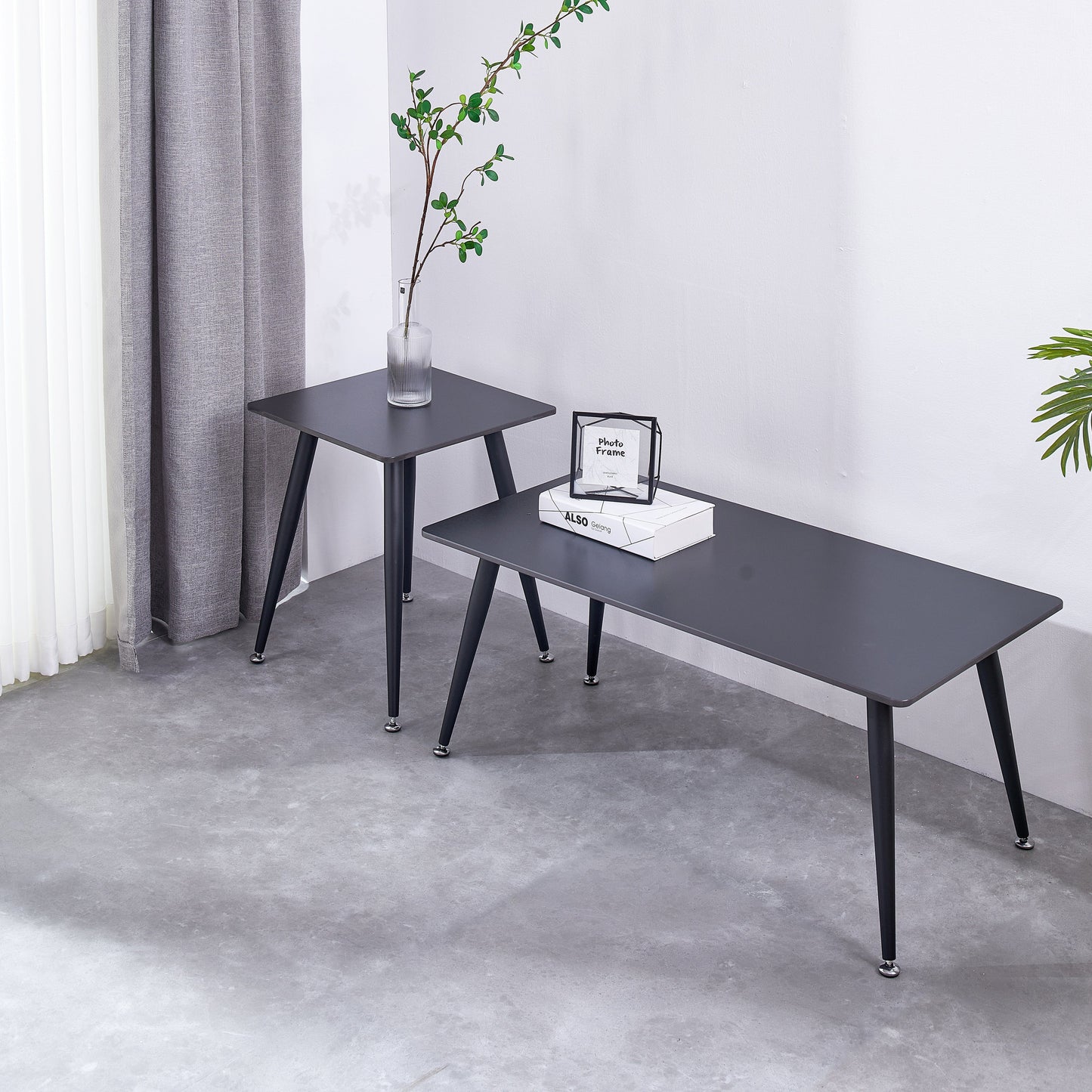 Mendy Black Sintered Stone End Table with Metal Legs by Criterion™ Furniture > Tables > Accent Tables > End Tables HLS