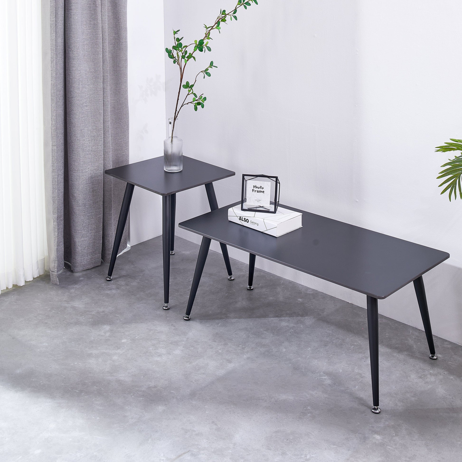 Mendy Black Sintered Stone End Table with Metal Legs by Criterion™ Furniture > Tables > Accent Tables > End Tables HLS