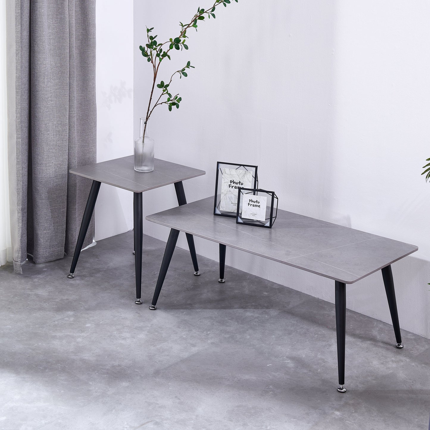 Mendy Grey Sintered Stone Coffee Table with Metal Legs by Criterion™ Furniture > Tables > Accent Tables > Coffee Tables HLS