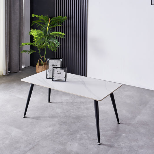 Mendy White Sintered Stone Coffee Table with Metal Legs by Criterion™ Furniture > Tables > Accent Tables > Coffee Tables HLS