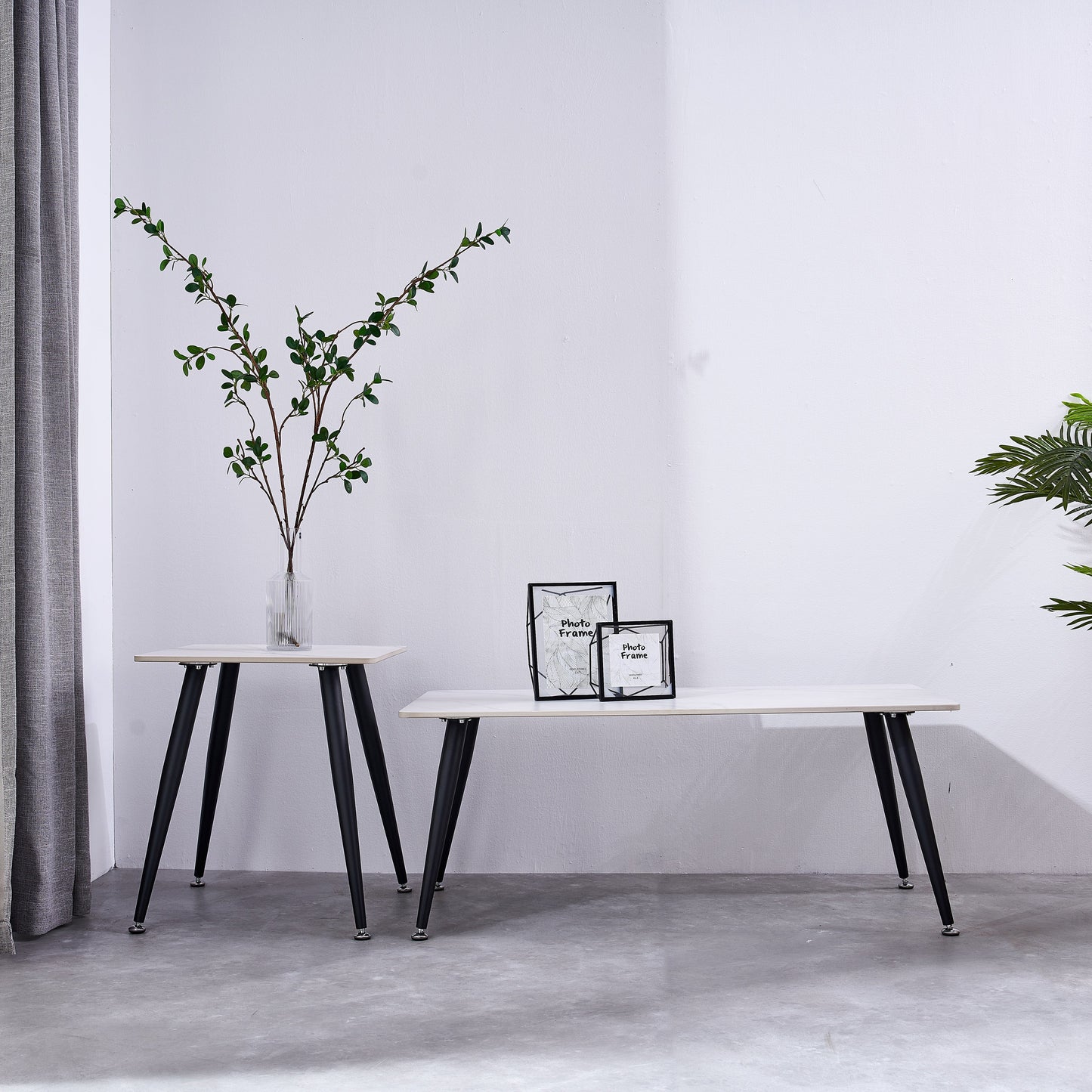 Mendy White Sintered Stone End Table with Metal Legs by Criterion™ Furniture > Tables > Accent Tables > End Tables HLS