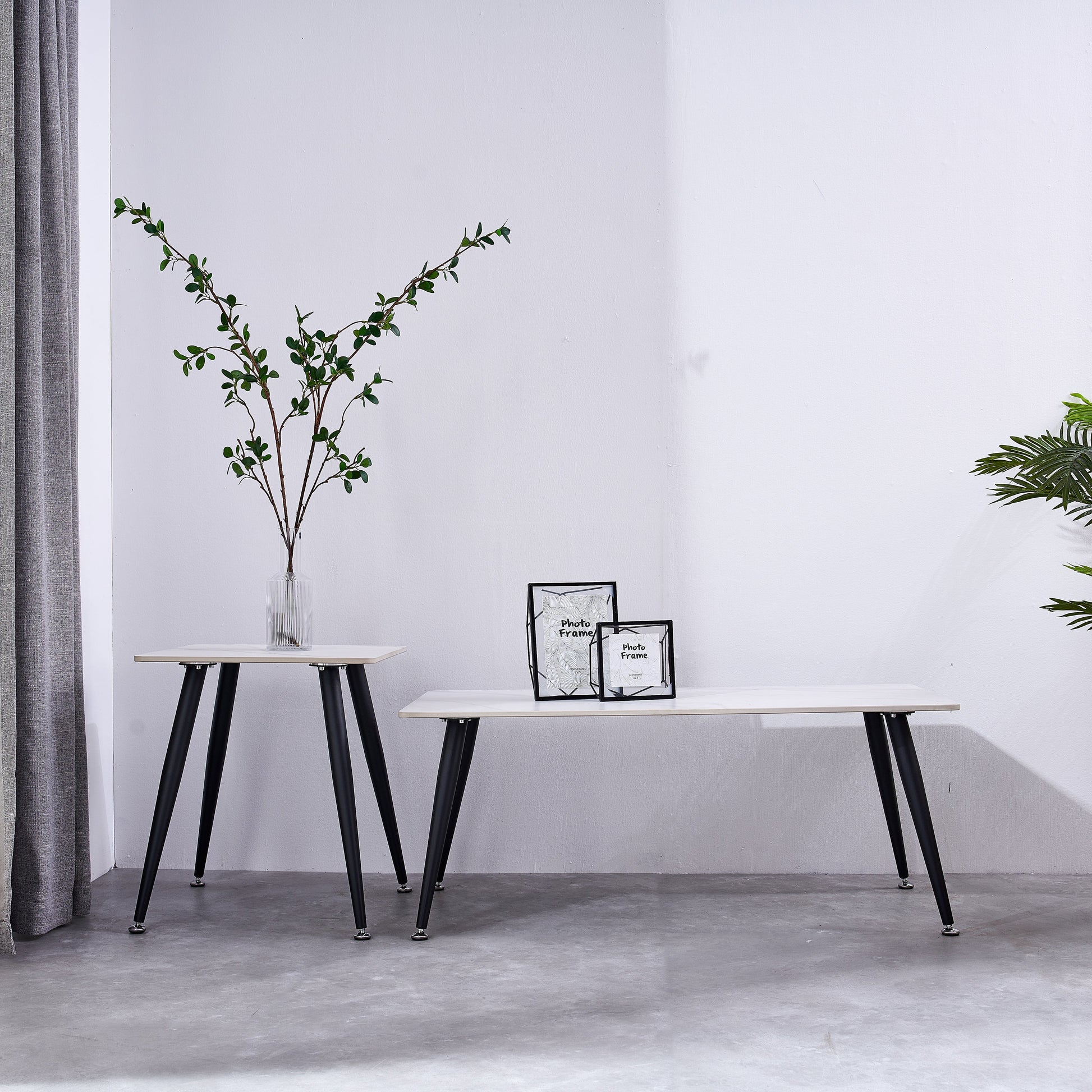 Mendy White Sintered Stone End Table with Metal Legs by Criterion™ Furniture > Tables > Accent Tables > End Tables HLS