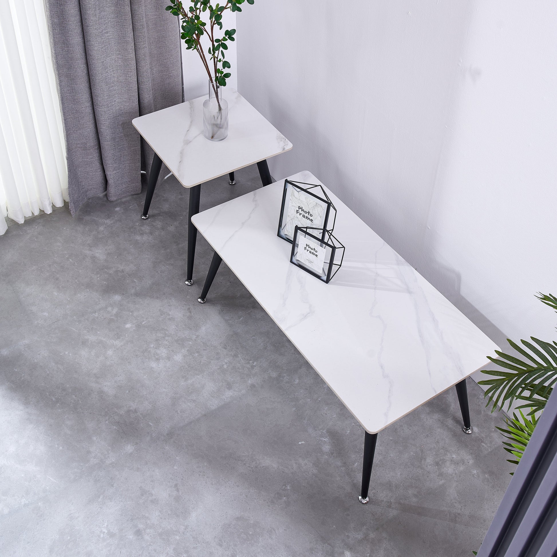 Mendy White Sintered Stone End Table with Metal Legs by Criterion™ Furniture > Tables > Accent Tables > End Tables HLS