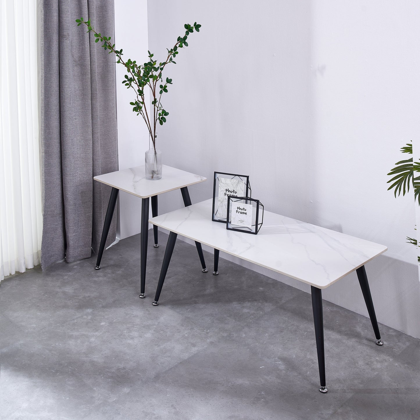 Mendy White Sintered Stone End Table with Metal Legs by Criterion™ Furniture > Tables > Accent Tables > End Tables HLS