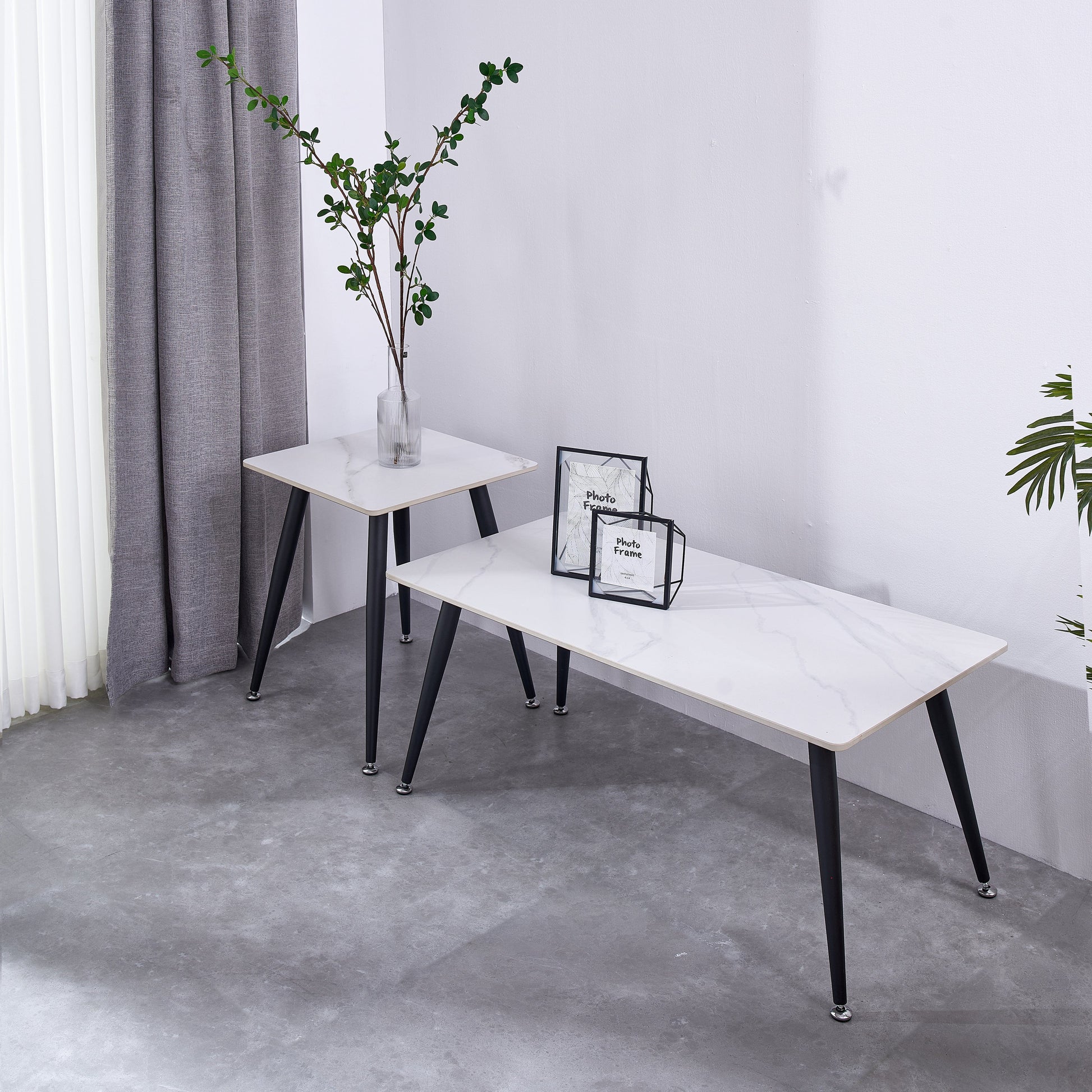 Mendy White Sintered Stone End Table with Metal Legs by Criterion™ Furniture > Tables > Accent Tables > End Tables HLS