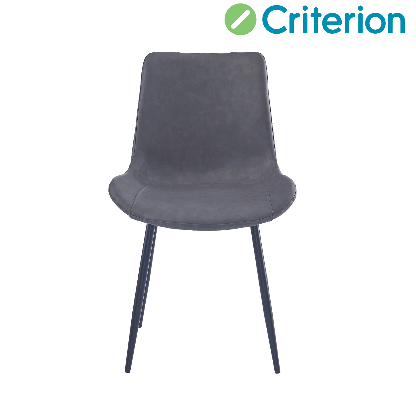 Criterion Apollo Dining Chair 830mm PU Leather Cushioned Seat, Carbon Steel Frame Grey