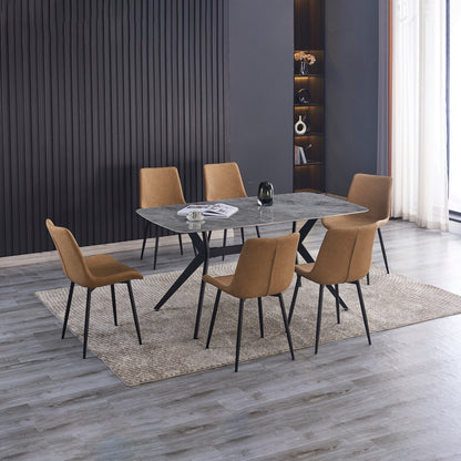 Criterion Apollo Dining Chair 830mm PU Leather Cushioned Seat, Carbon Steel Frame Beige