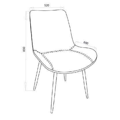 Criterion Apollo Dining Chair 830mm PU Leather Cushioned Seat, Carbon Steel Frame Beige