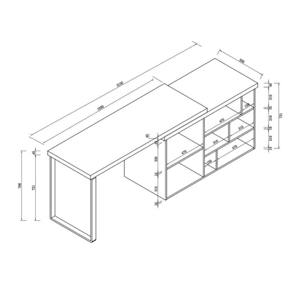 Criterion Aspire Desk Adjustable Return 1500mm Dark Oak Black
