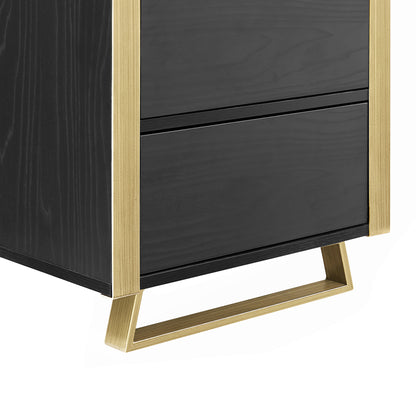 Criterion Capri Bed Side Table, End Table 400mm Black Oak Gold