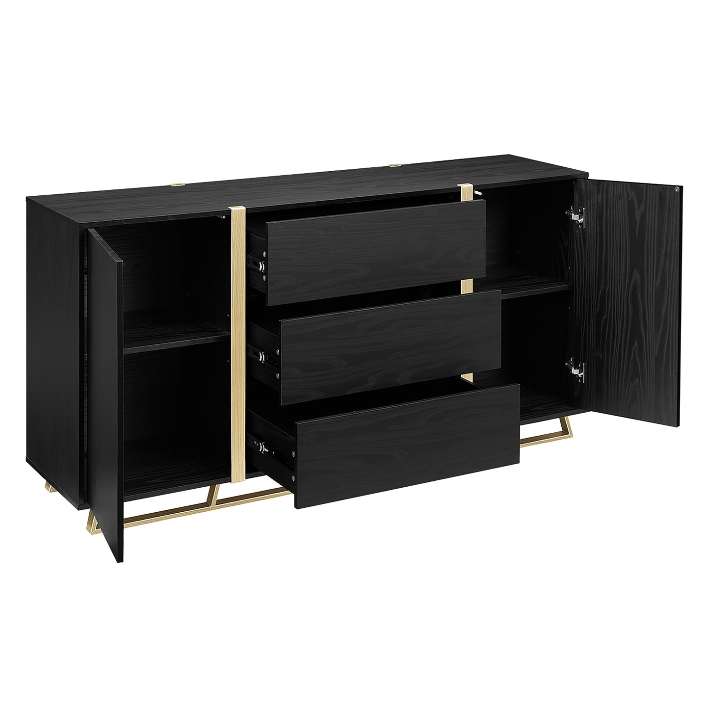 Criterion Capri Buffet Unit, Side Board 1600mm Black Oak Gold