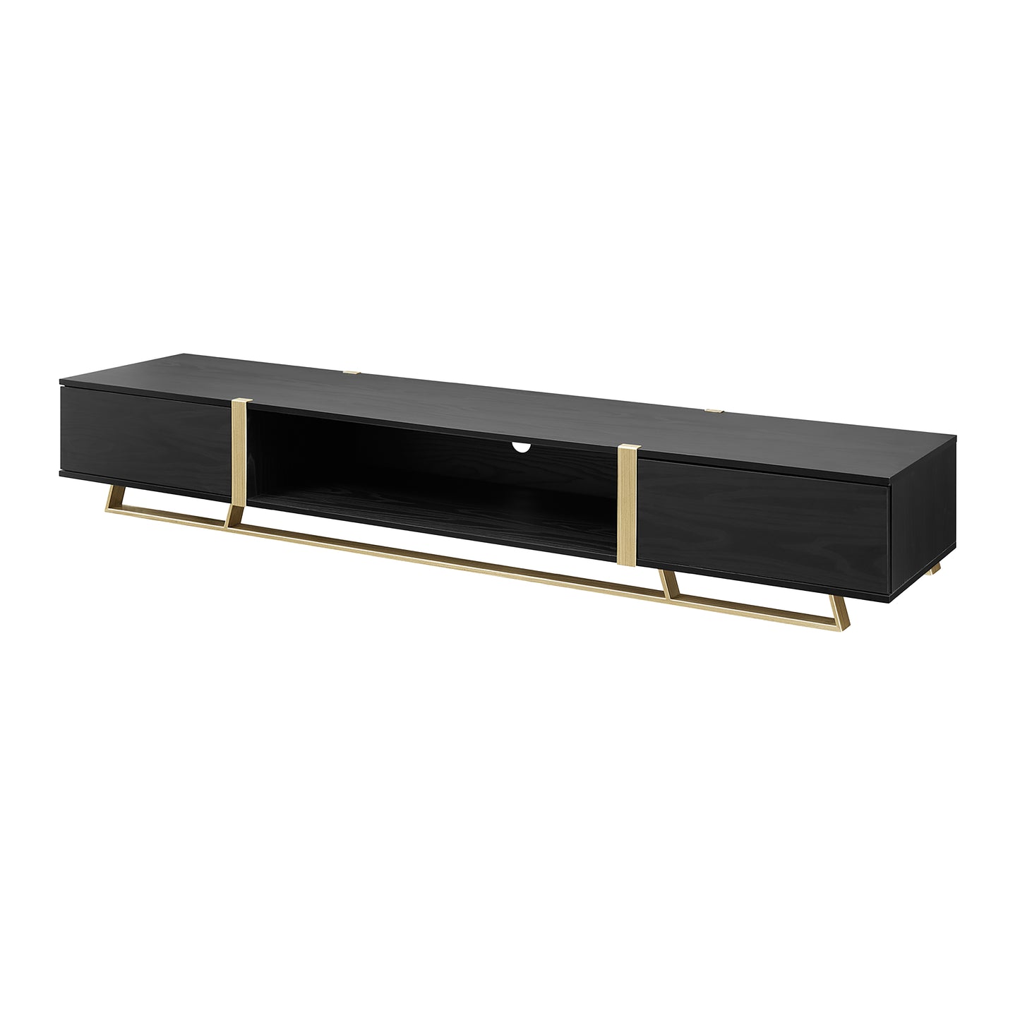 Criterion Capri TV Unit, Entertainment Cabinet 2000mm Low Line Black Oak Gold