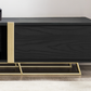 Criterion Capri TV Unit, Entertainment Cabinet 2000mm Low Line Black Oak Gold