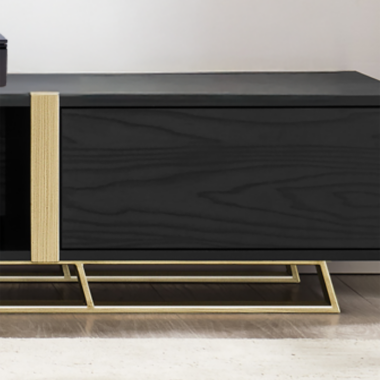 Criterion Capri TV Unit, Entertainment Cabinet 2000mm Low Line Black Oak Gold