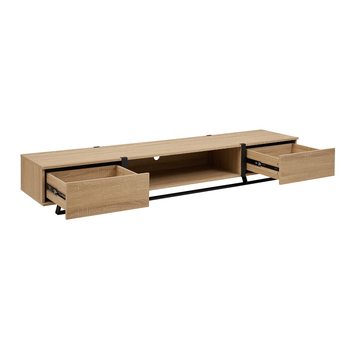 Criterion Capri TV Unit, Entertainment Cabinet 2000mm Low Line Oak Black