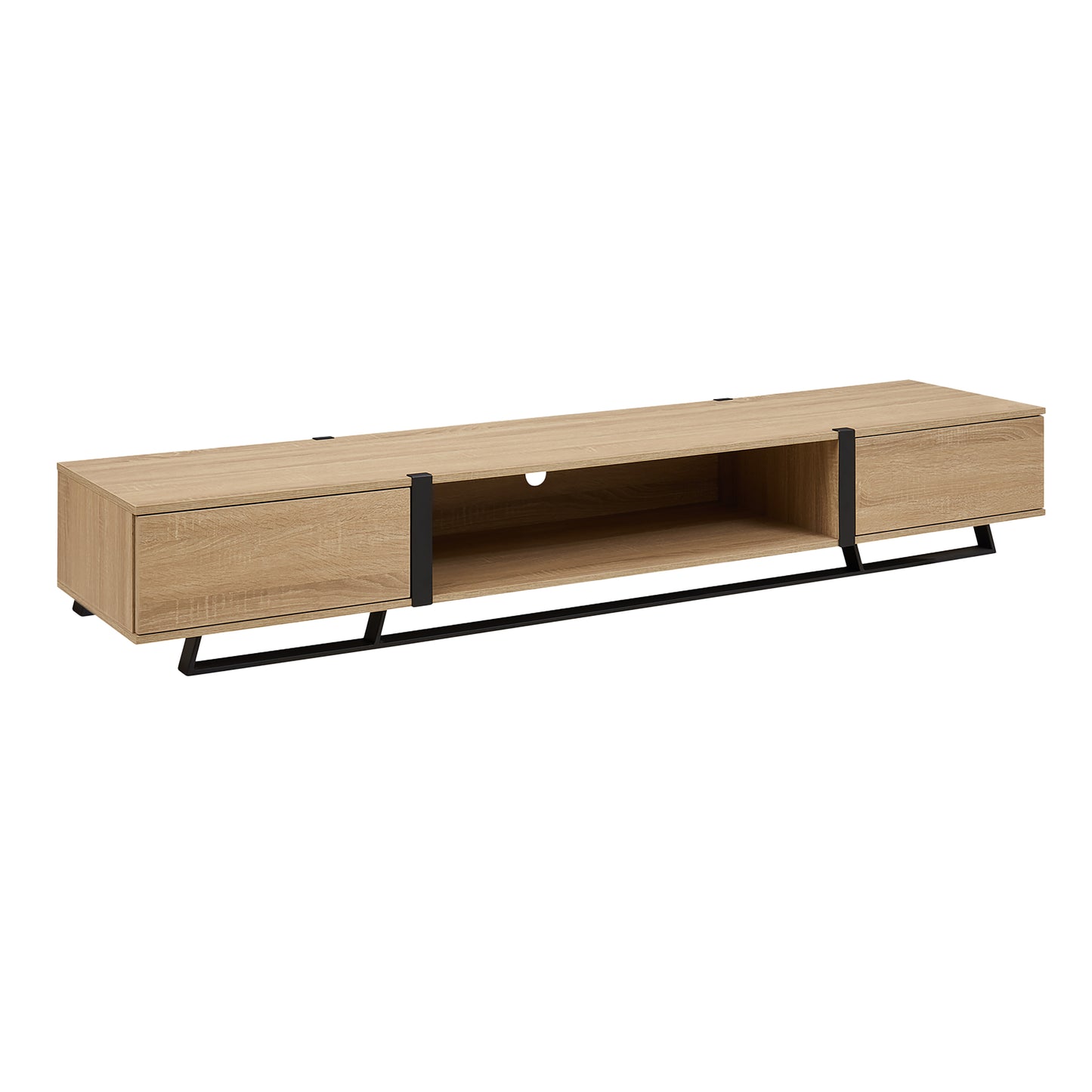 Criterion Capri TV Unit, Entertainment Cabinet 2000mm Low Line Oak Black