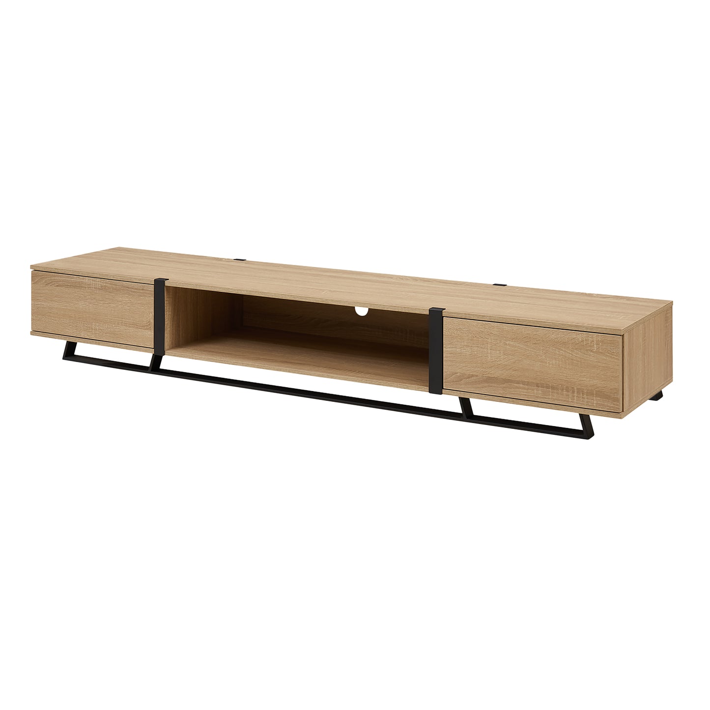 Criterion Capri TV Unit, Entertainment Cabinet 2000mm Low Line Oak Black