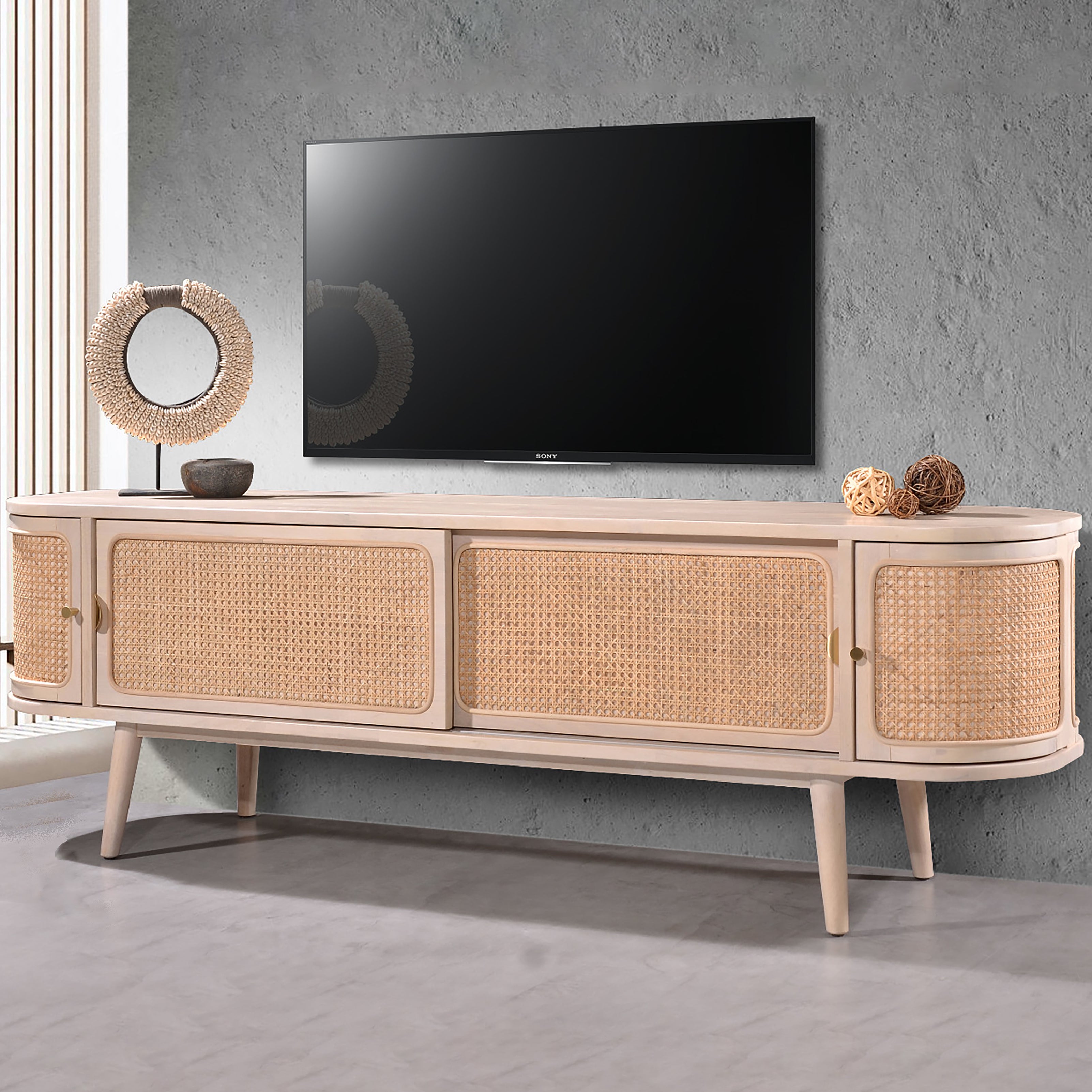 Rubber wood deals tv unit