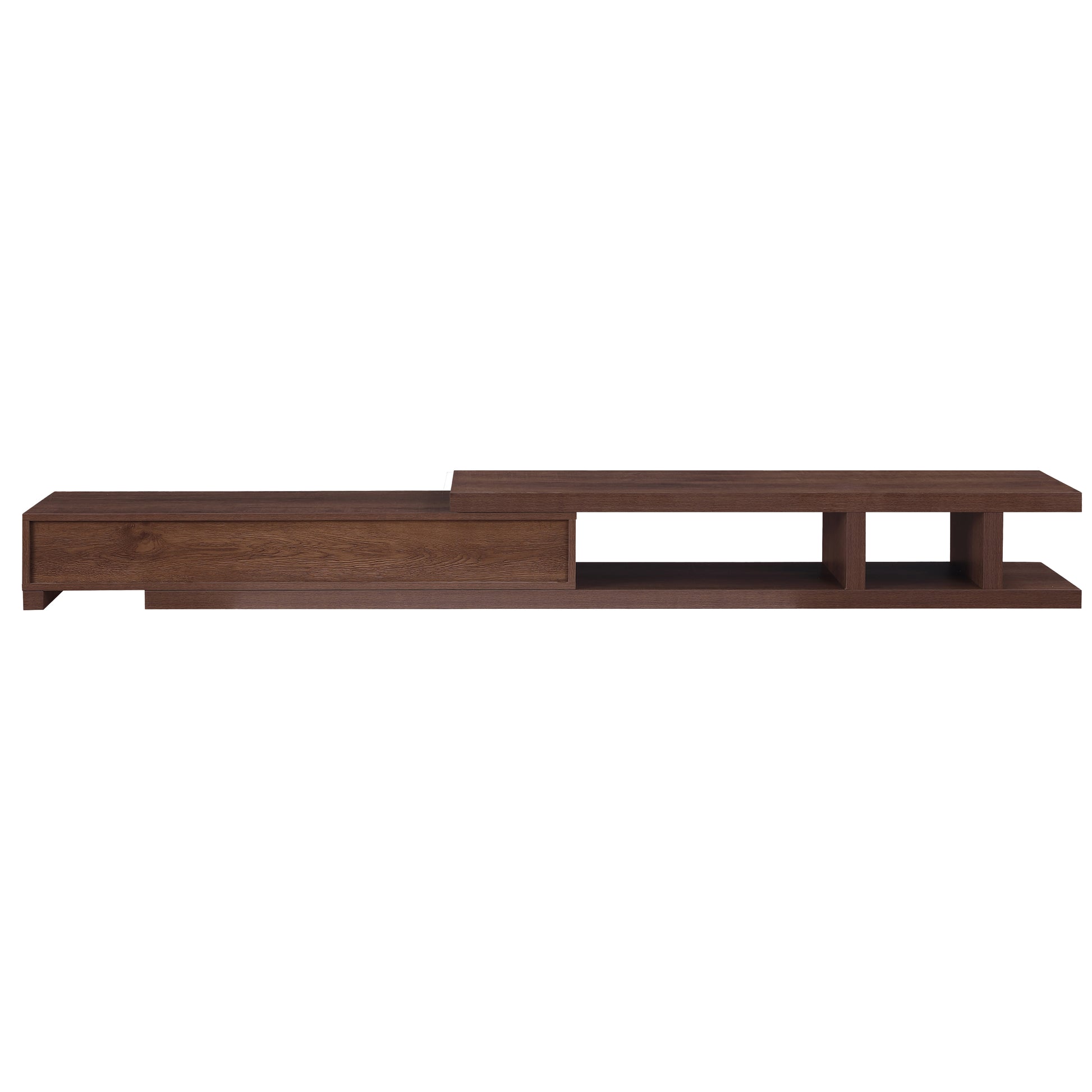 Criterion Conventry Extendable TV Unit, Entertainment Cabinet, 239cm Low Line Dark Oak Blank Background Image