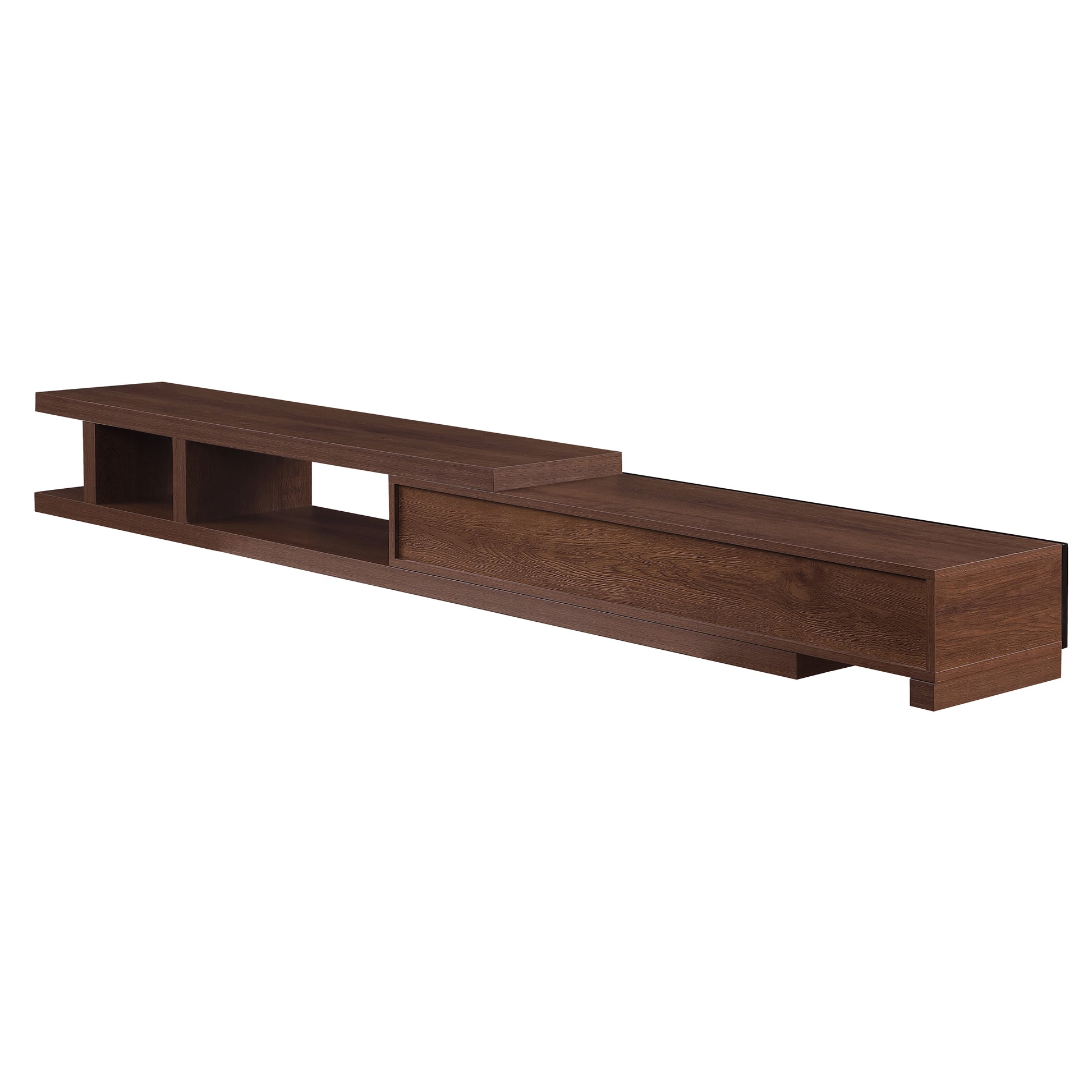 Criterion Conventry Extendable TV Unit, Entertainment Cabinet, 239cm Low Line Dark Oak Blank Background Image