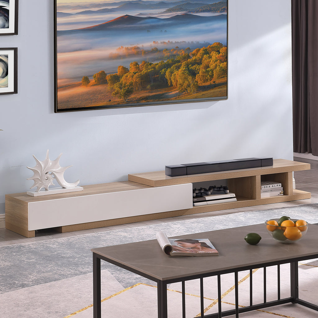 Criterion Conventry Extendable TV Unit, Entertainment Cabinet, 239cm Low Line Oak