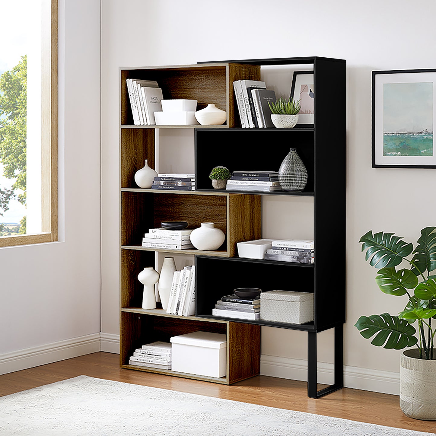 Criterion Accord Bookcase 1800mm Dark Oak Black