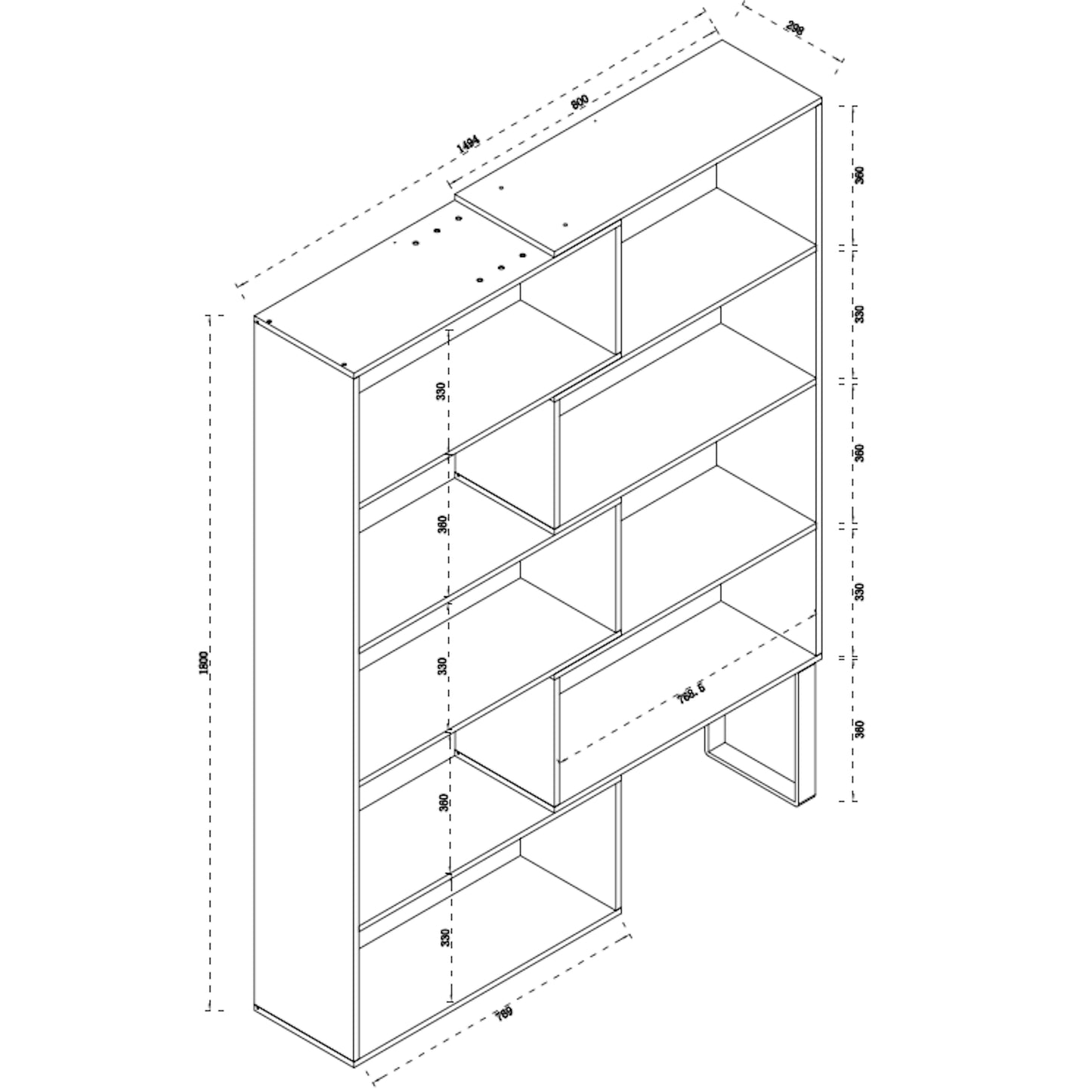 Criterion Accord Bookcase 1800mm Dark Oak Black