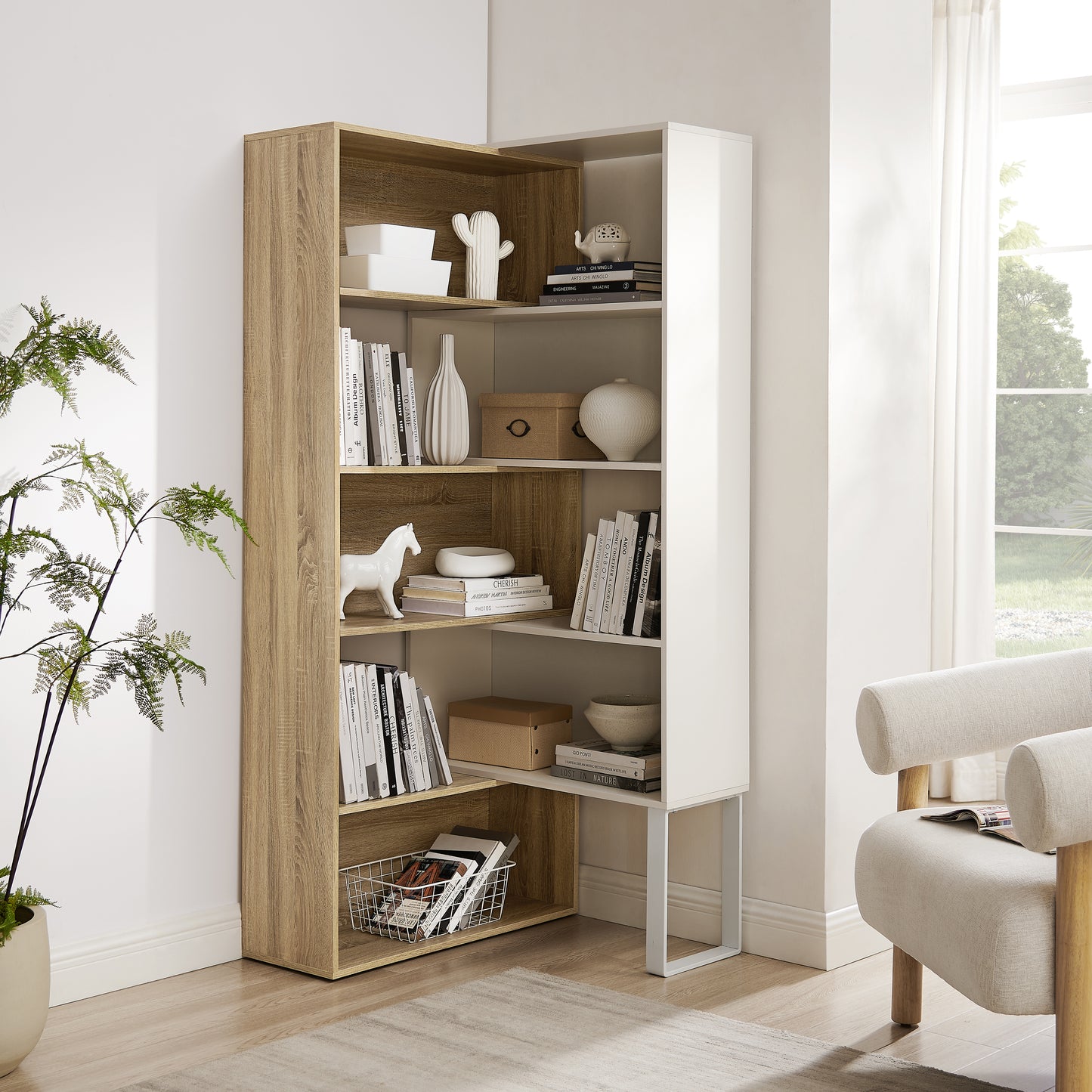 Criterion Accord Bookcase 1800mm Oak White