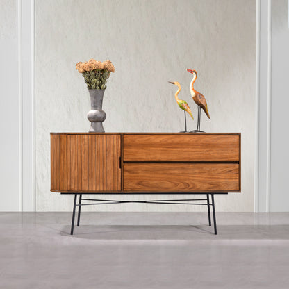 Criterion Albany Buffet, Side Board 1600mm Semi-Assembled, Powder Coated Steel Legs Dark Ash