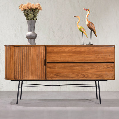 Criterion Albany Buffet, Side Board 1600mm Semi-Assembled, Powder Coated Steel Legs Dark Ash