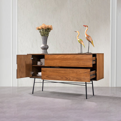 Criterion Albany Buffet, Side Board 1600mm Semi-Assembled, Powder Coated Steel Legs Dark Ash