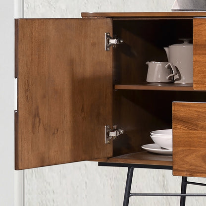 Criterion Albany Buffet, Side Board 1600mm Semi-Assembled, Powder Coated Steel Legs Dark Ash