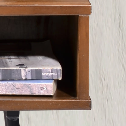 Criterion Albany End Table 500mm Semi-Assembled, Powder Coated Steel Legs Dark Ash