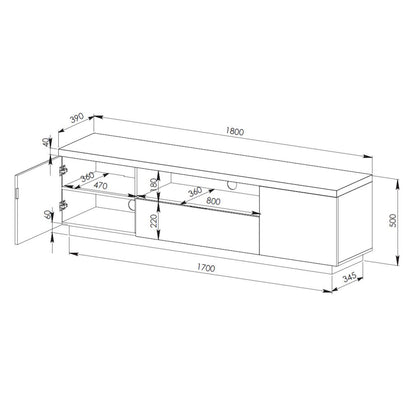 Criterion Brunswick Entertainment Center, TV Cabinet, Entertainment Unit 1800mm Oak