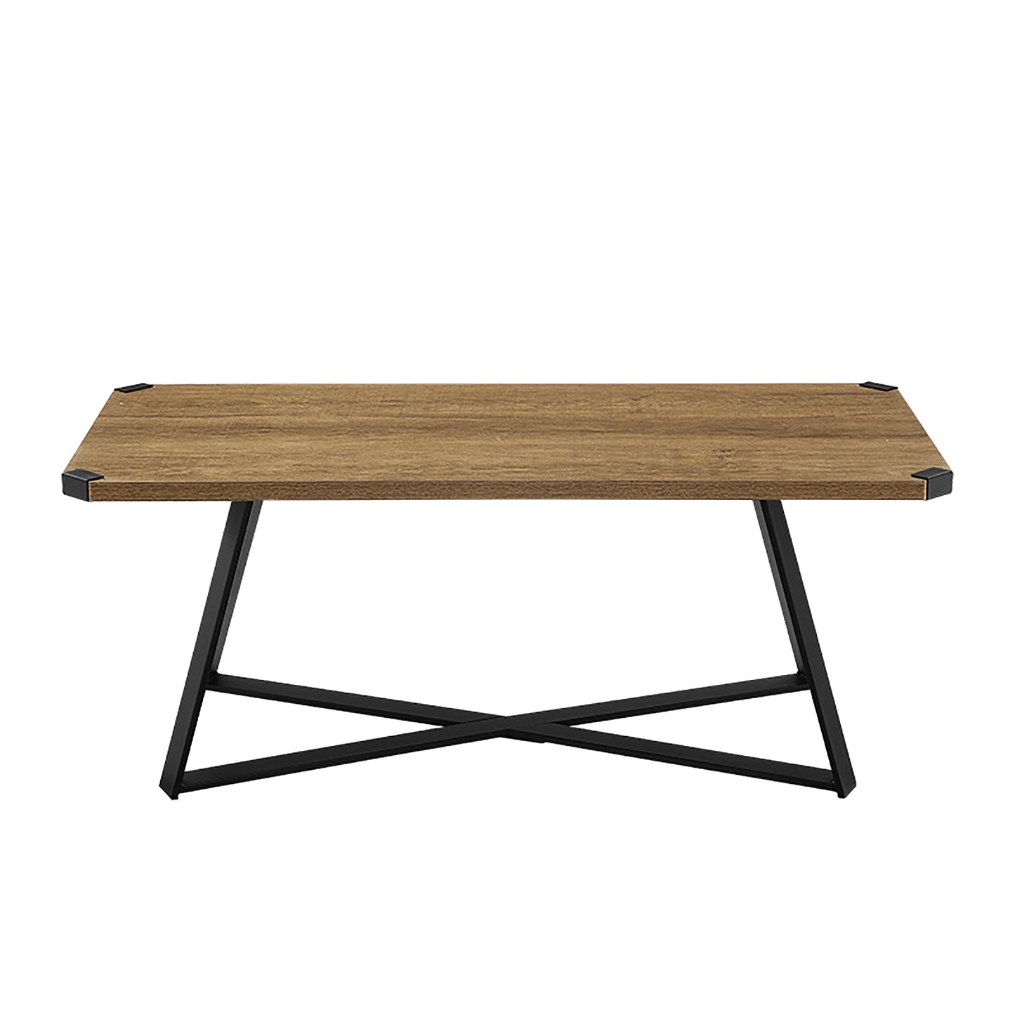 Criterion Capri Coffee Table 1100mm Rectangular Table, Black Metal Leg and Metal Highlights Dark Oak