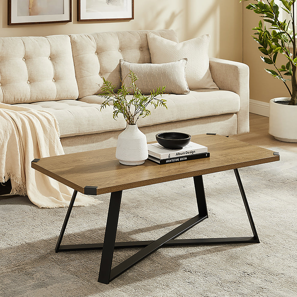Criterion Capri Coffee Table 1100mm Rectangular Table, Black Metal Leg ...