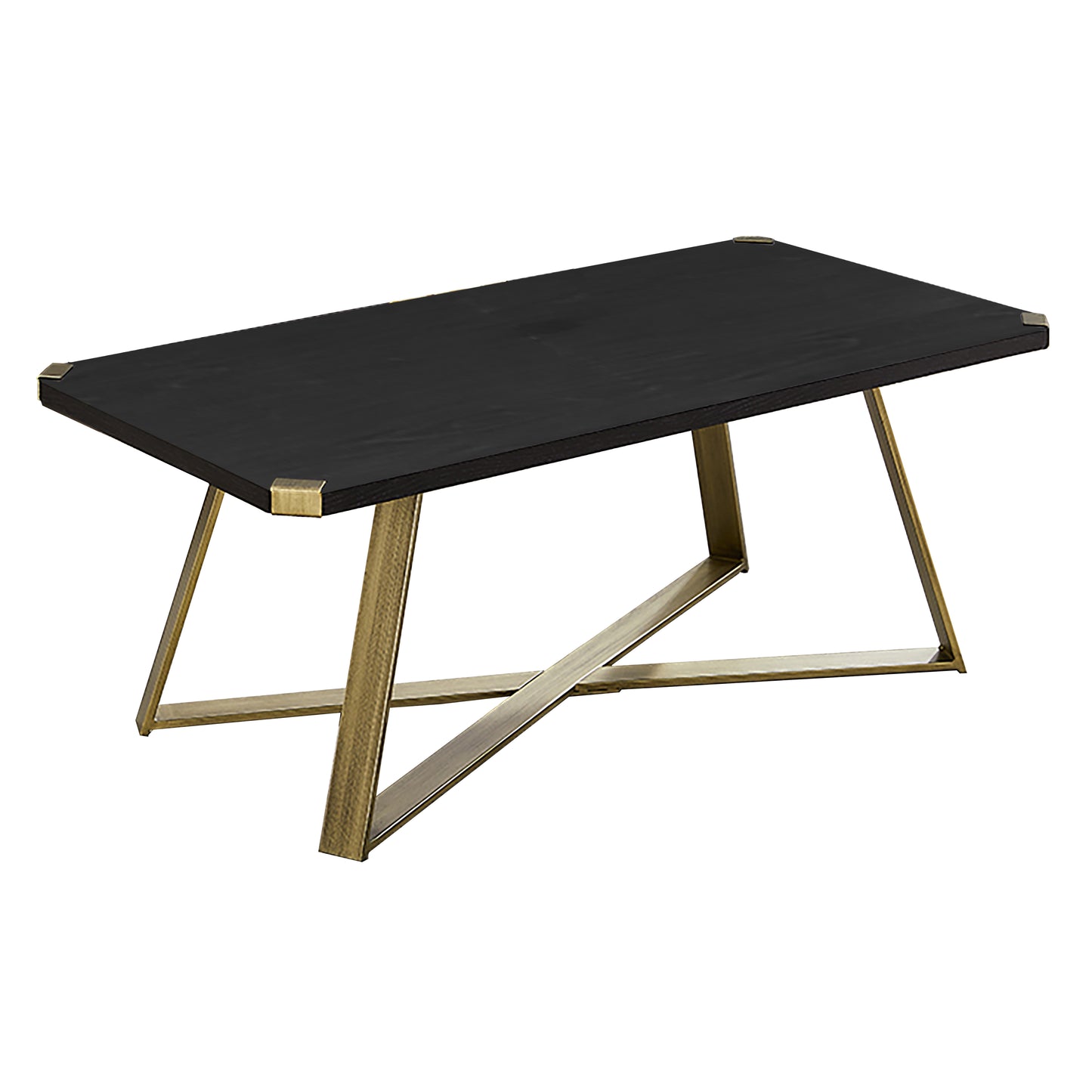 Criterion Capri Coffee Table 1100mm Rectangular Table, Gold Metal Leg and Metal Highlights Black Oak