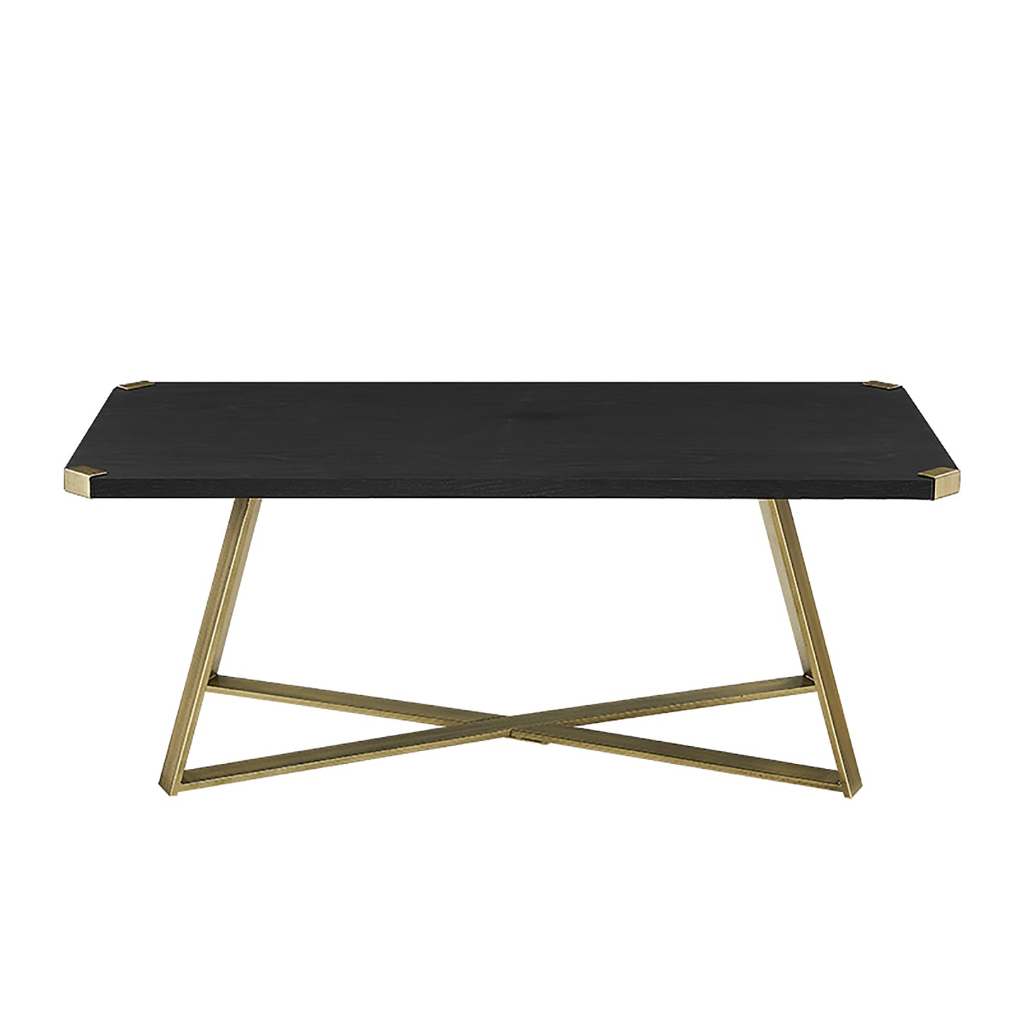 Criterion Capri Coffee Table 1100mm Rectangular Table, Gold Metal Leg and Metal Highlights Black Oak