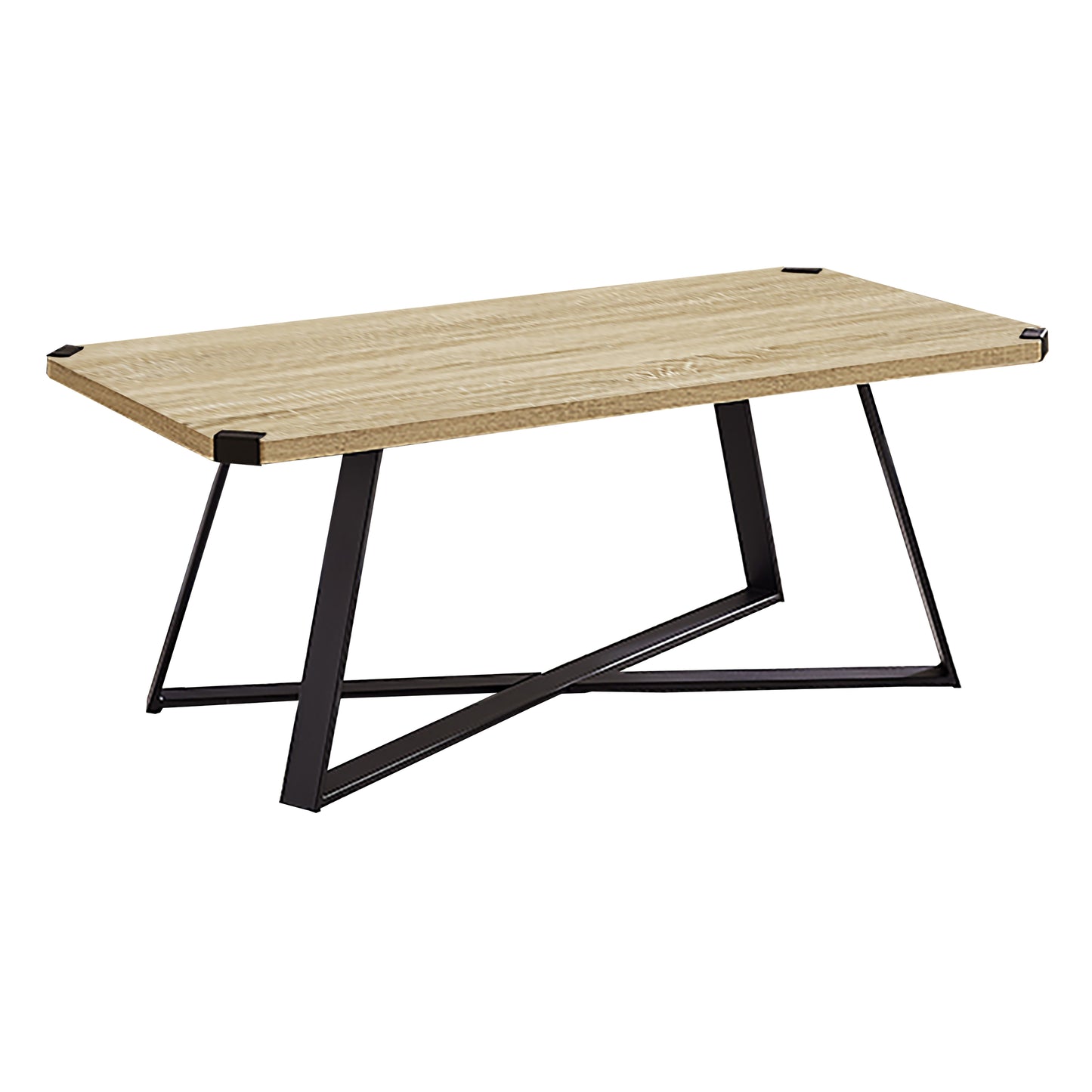 Criterion Capri Coffee Table 1100mm Rectangular Table, Black Metal Leg and Metal Highlights Oak