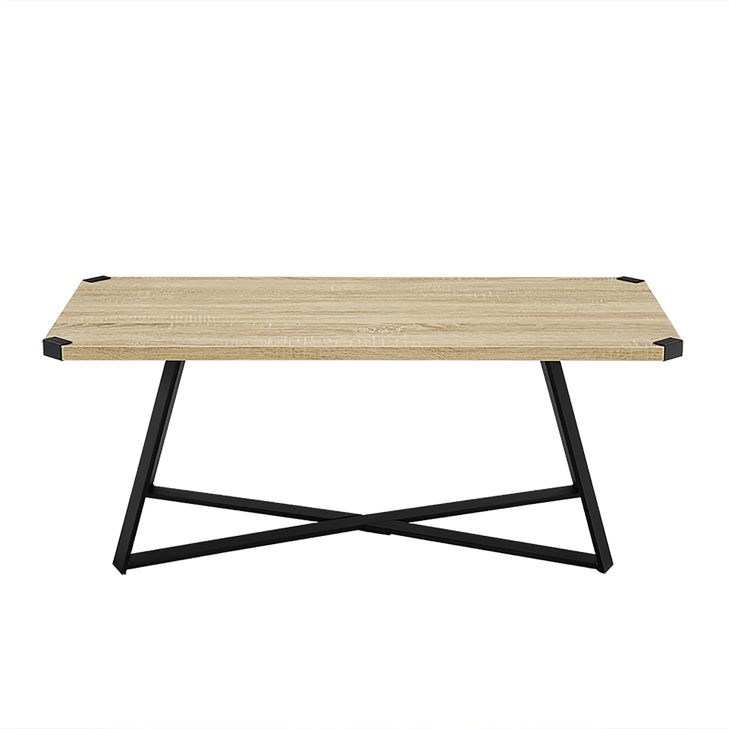Criterion Capri Coffee Table 1100mm Rectangular Table, Black Metal Leg and Metal Highlights Oak