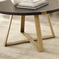 Criterion Capri Coffee Tables 770mm Round Table, Gold Metal Leg and Metal Highlights Black Oak