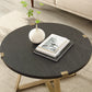 Criterion Capri Coffee Tables 770mm Round Table, Gold Metal Leg and Metal Highlights Black Oak