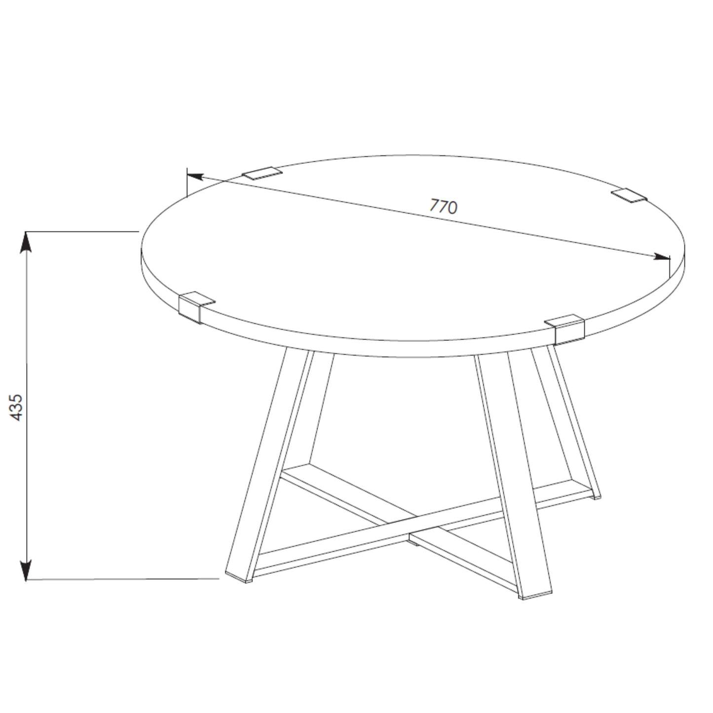 Criterion Capri Coffee Tables 770mm Round Table, Gold Metal Leg and Metal Highlights Black Oak