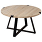 Criterion Capri Coffee Tables 770mm Round Table, Black Metal Leg and Metal Highlights Oak