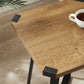 Criterion Capri Side Table 400mm Square Table, Black Metal Leg and Metal Highlights Dark Oak
